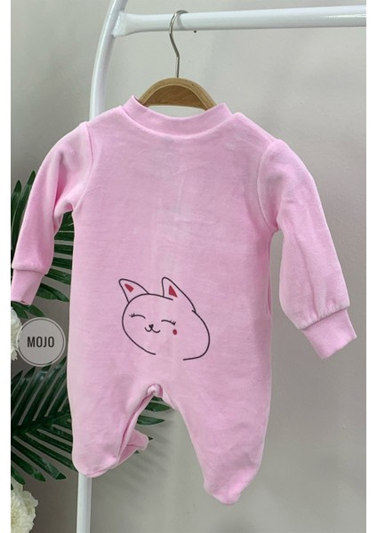 Kız Bebek Pink Cats Kadife Patikli Tulum 7154 Pembe