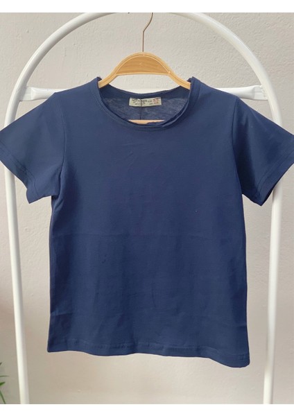 Unisex Çocuk Basic Kısa Kol T-shirt 5203 Lacivert