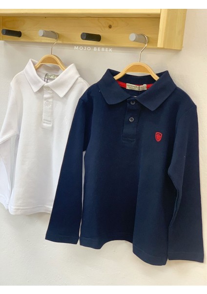 Unisex Lacoste Yakalı Uzun Kol T-shirt 9248 Lacivert modelleri