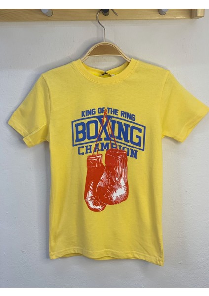 Mojo Bebek Erkek Çocuk Boxıng Champıon Yazılı T-Shirt 321187 Sarı