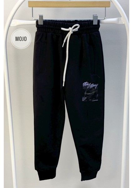 Mojo Erkek Çocuk Baskılı Lastikli Paça Eşofman Altı 2140 Siyah