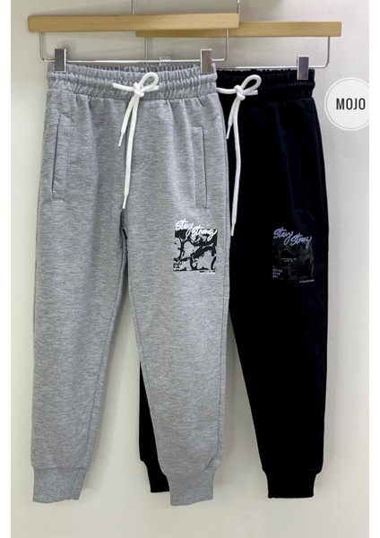 Mojo Erkek Çocuk Baskılı Lastikli Paça Eşofman Altı 2140 Siyah modelleri