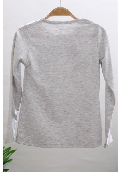 Mojo Kız Çocuk Happy Mood Baskılı Uzun Kol T-shırt 723135 Gri modelleri