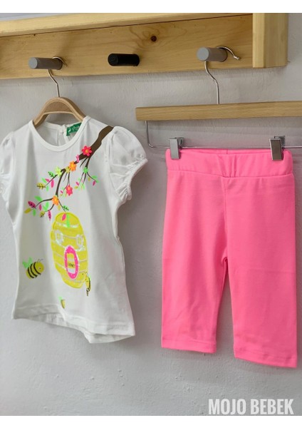 Mojo Kız Bebek 1-4 Yaş Baskılı Kısa Kol Taytlı Takım 320010 Ekru fiyatları
