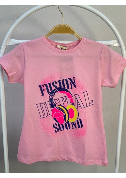 Kız Çocuk Fusion Sound Yazılı T-Shirt 721190 Pembe