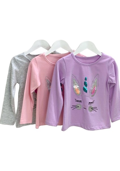 Mojo Kız Çocuk Tavşan Nakışlı Uzun Kol T-shirt 523408 Mor fırsatları