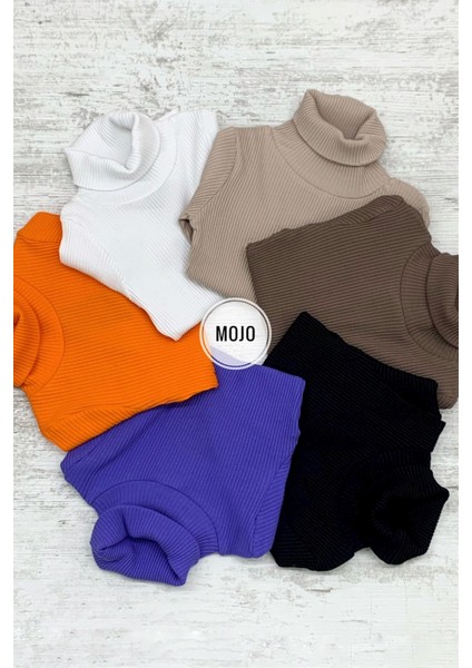 Kız Çocuk Balıkçı Yaka Kaşkorse Sweatshirt 3098 Beyaz