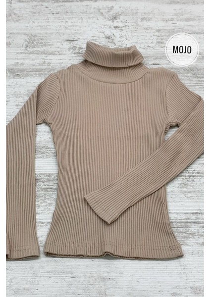 Kız Çocuk Balıkçı Yaka Kaşkorse Sweatshirt 3098 Taş Rengi