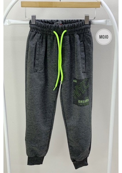 Mojo Erkek Çocuk Nyc Baskılı Lastikli Paça Eşofman Altı 2093 Füme