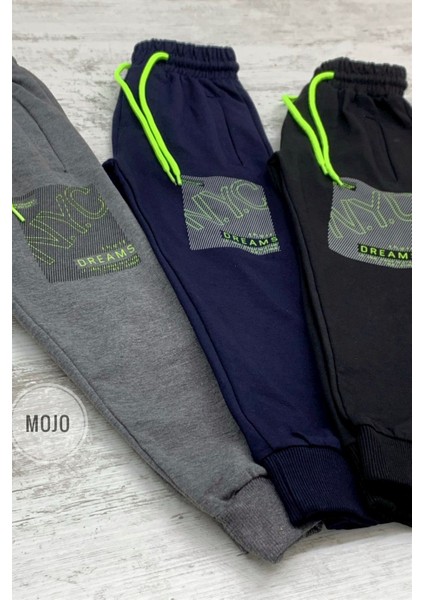 Mojo Erkek Çocuk Nyc Baskılı Lastikli Paça Eşofman Altı 2093 Füme modelleri