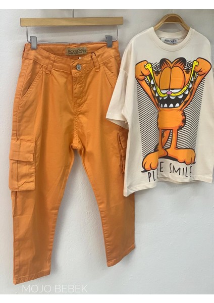 Mojo Erkek Çocuk Kargo Cep Yazlık Pantolon 2230 Turuncu