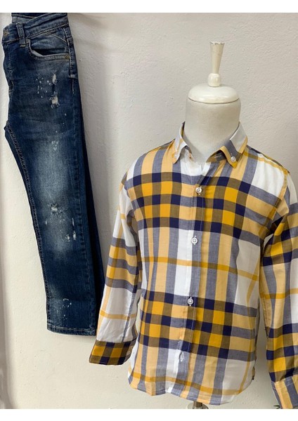 Erkek Çocuk Desenli Katlamalı Kol Gömlek 4016 Sarı fiyatları
