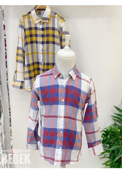 Erkek Çocuk Desenli Katlamalı Kol Gömlek 4016 Sarı modelleri