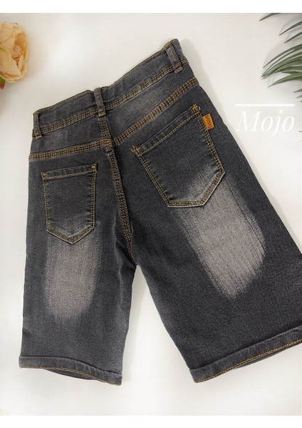Erkek Çocuk Taşlanmış Kot Şort SK800 Füme