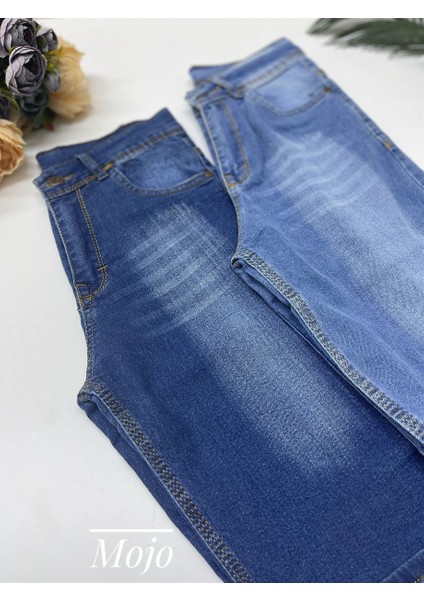 Mojo Erkek Çocuk 9-12 Yaş Taşlanmış Likralı Kot Şort Lacivert