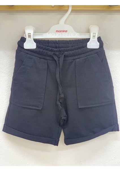 Erkek Çocuk 3-14 Yaş Duble Paça Cepli Şort 4065 Siyah