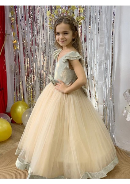 Kız Çocuk 2-10 Yaş Sindirella Model Tarlatanlı Abiye Elbise Altın fırsatları