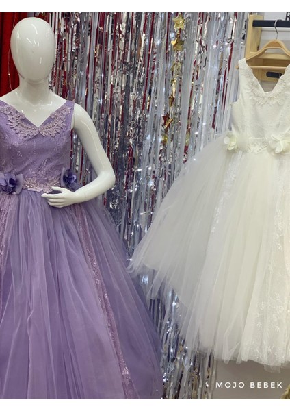 Kız Çocuk Tarlatanlı Gelinlik 2164 Mor