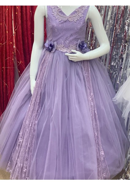 Kız Çocuk Tarlatanlı Gelinlik 2164 Mor modelleri