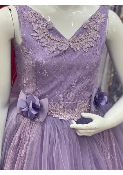 Kız Çocuk Tarlatanlı Gelinlik 2164 Mor fırsatları