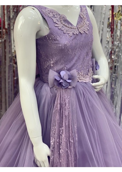 Kız Çocuk Tarlatanlı Gelinlik 2164 Mor indirimleri