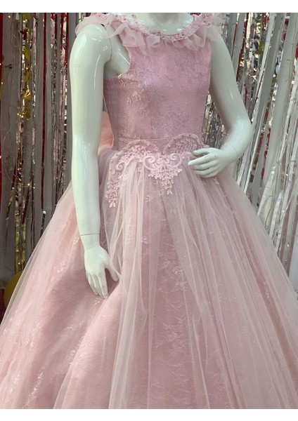 Kız Çocuk İncili Tarlatanlı Gelinlik 2171 Pudra fiyatları