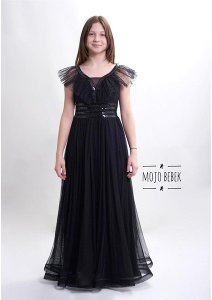Kız Çocuk Uzun Abiye Elbise 5320 Siyah