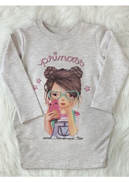 Kız Çocuk Baskılı Cepli Elbise 6750 Gri modelleri