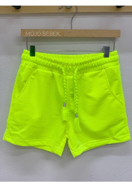 Kız Çocuk Neon Kısa Penye Şort 2206 Sarı