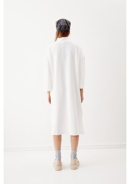 Yanları Yırtmaçlı Boğazlı Örme Elbise modelleri