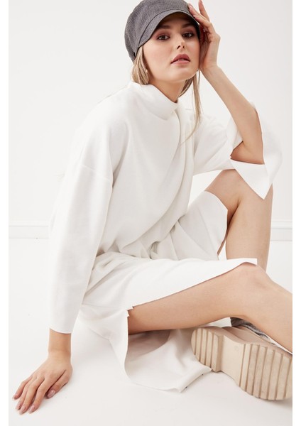 Yanları Yırtmaçlı Boğazlı Örme Elbise fırsatları