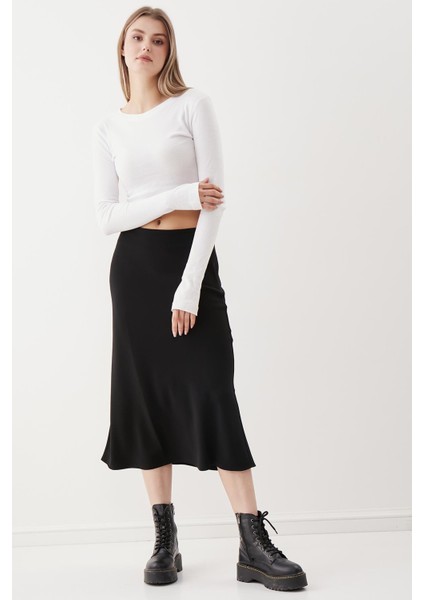 Yanı Fermuarlı Midi Boy Etek modelleri