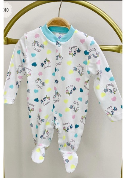 Mojo Kız Bebek Unicorn Desenli Patikli Tulum 6659 Beyaz