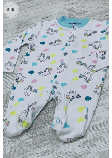 Mojo Kız Bebek Unicorn Desenli Patikli Tulum 6659 Beyaz modelleri