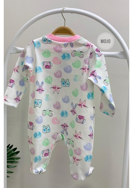 Mojo Kız Bebek Animals&balon Figürlü Patikli Tulum LG6683 Ekru