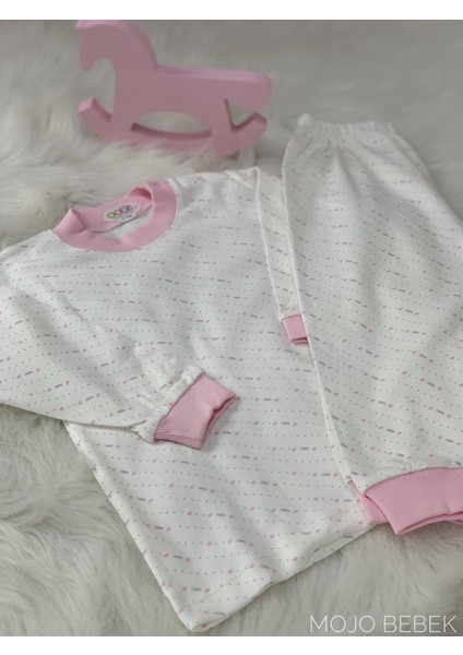 Kız Çocuk Kalpli Pijama Takımı 2115 Pembe