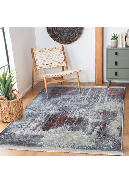 Renkli Zeminde Halı Motifli Modern Desenli Eskitme Motifli Klasik Salon & Oturma Odası Koridor & Antre Dijital Baskılı Makinede Yıkanabilir Kaymaz Taban Saçaklı Halı
