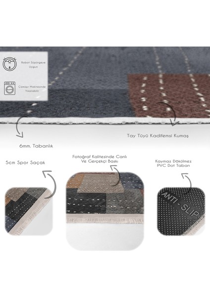 Çok Renkli Zeminde Dokuma Halı Motifli Patchwork Desenli Geometrik Sade & Şık Koridor & Antre Banyo Dijital Baskılı Makinede Yıkanabilir Kaymaz Taban Saçaklı Halı fırsatları