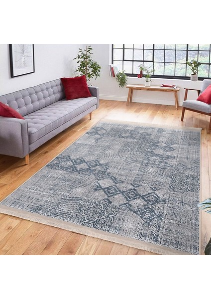 Gri Zeminde Örgü Motifli Eskitme Desenli Eskitme Motifli Sade & Şık Salon & Oturma Odası Koridor & Antre Dijital Baskılı Makinede Yıkanabilir Kaymaz Taban Saçaklı Halı indirimleri