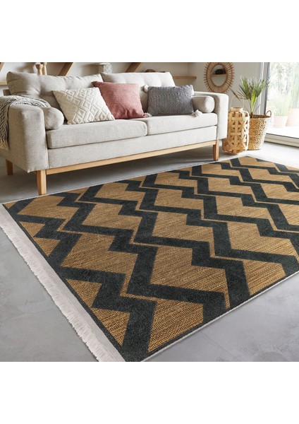 Krem - Gri Zeminde Hasır Motifli Geometrik Desenli Geometrik Klasik Koridor & Antre Dış Mekan & Outdoor Dijital Baskılı Makinede Yıkanabilir Kaymaz Taban Saçaklı Halı indirimleri