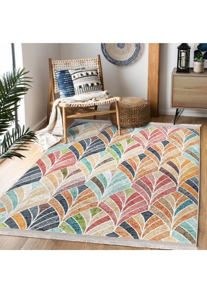 Çok Renkli Zeminde Patchwork Motifli Ikat Desenli Sade & Şık Vintage Salon & Oturma Odası Koridor & Antre Dijital Baskılı Makinede Yıkanabilir Kaymaz Taban Saçaklı Halı fiyatları