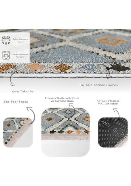 Geleneksel Zeminde Kilim Motifli Pers Desenli Eskitme Motifli Sade & Şık Salon & Oturma Odası Koridor & Antre Dijital Baskılı Makinede Yıkanabilir Kaymaz Taban Saçaklı Halı fırsatları