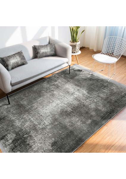 Gri Zeminde Eskitme Motifli Retro Desenli Eskitme Motifli Vintage Salon & Oturma Odası Yatak Odası Dijital Baskılı Makinede Yıkanabilir Kaymaz Taban Saçaklı Halı