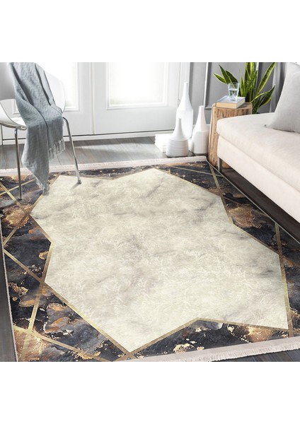 Eskitme Zeminde Çerçeveli Motifli Mermer Desenli Geometrik Klasik Salon & Oturma Odası Yatak Odası Dijital Baskılı Makinede Yıkanabilir Kaymaz Taban Saçaklı Halı modelleri