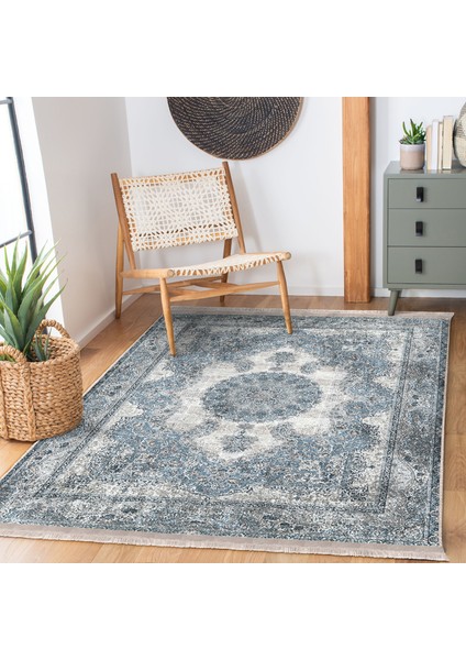 Krem Zeminde Otantik Motifli Osmanlı Desenli Etnik Motifler Vintage Yatak Odası Salon & Oturma Odası Dijital Baskılı Makinede Yıkanabilir Kaymaz Taban Saçaklı Halı