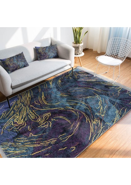 Tablo Zeminde Kanvas Motifli Fırça Darbeleri Desenli Modern Klasik Salon & Oturma Odası Dış Mekan & Outdoor Dijital Baskılı Makinede Yıkanabilir Kaymaz Taban Saçaklı Halı