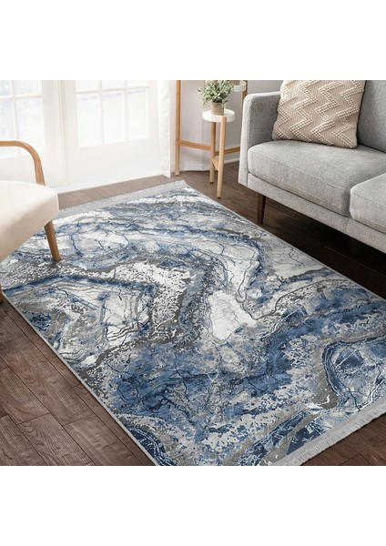 Mavi Zeminde Eskitme Motifli Antik Desenli Eskitme Motifli Vintage Koridor & Antre Dış Mekan & Outdoor Dijital Baskılı Makinede Yıkanabilir Kaymaz Taban Saçaklı Halı fiyatları