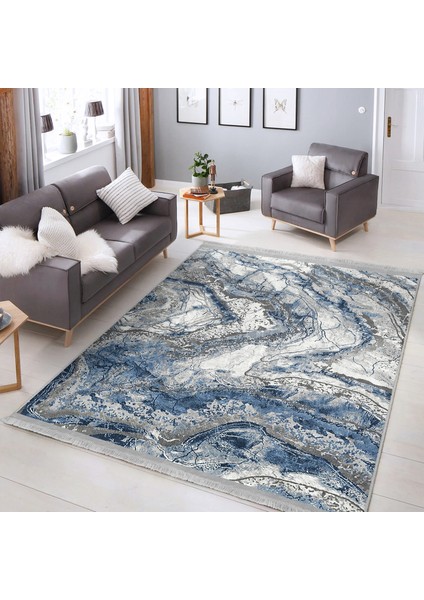 Mavi Zeminde Eskitme Motifli Antik Desenli Eskitme Motifli Vintage Koridor & Antre Dış Mekan & Outdoor Dijital Baskılı Makinede Yıkanabilir Kaymaz Taban Saçaklı Halı modelleri