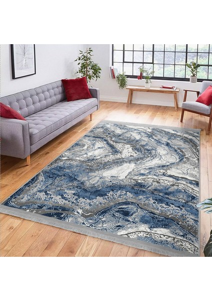 Mavi Zeminde Eskitme Motifli Antik Desenli Eskitme Motifli Vintage Koridor & Antre Dış Mekan & Outdoor Dijital Baskılı Makinede Yıkanabilir Kaymaz Taban Saçaklı Halı indirimleri