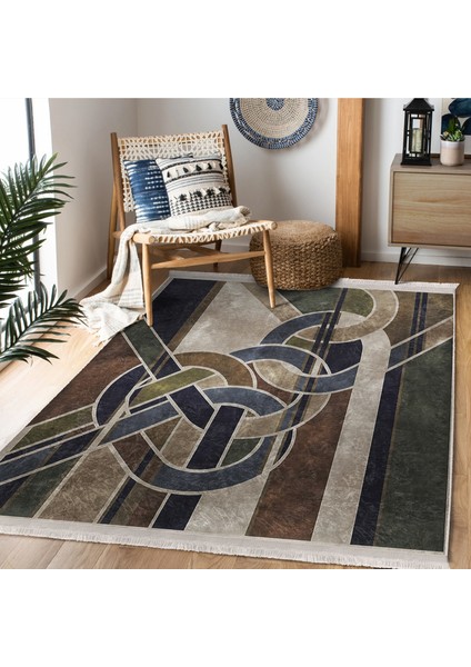 Kanvas Zeminde Modern Sanat Motifli Düğüm Desenli Modern Klasik Koridor & Antre Dış Mekan & Outdoor Dijital Baskılı Makinede Yıkanabilir Kaymaz Taban Saçaklı Halı modelleri